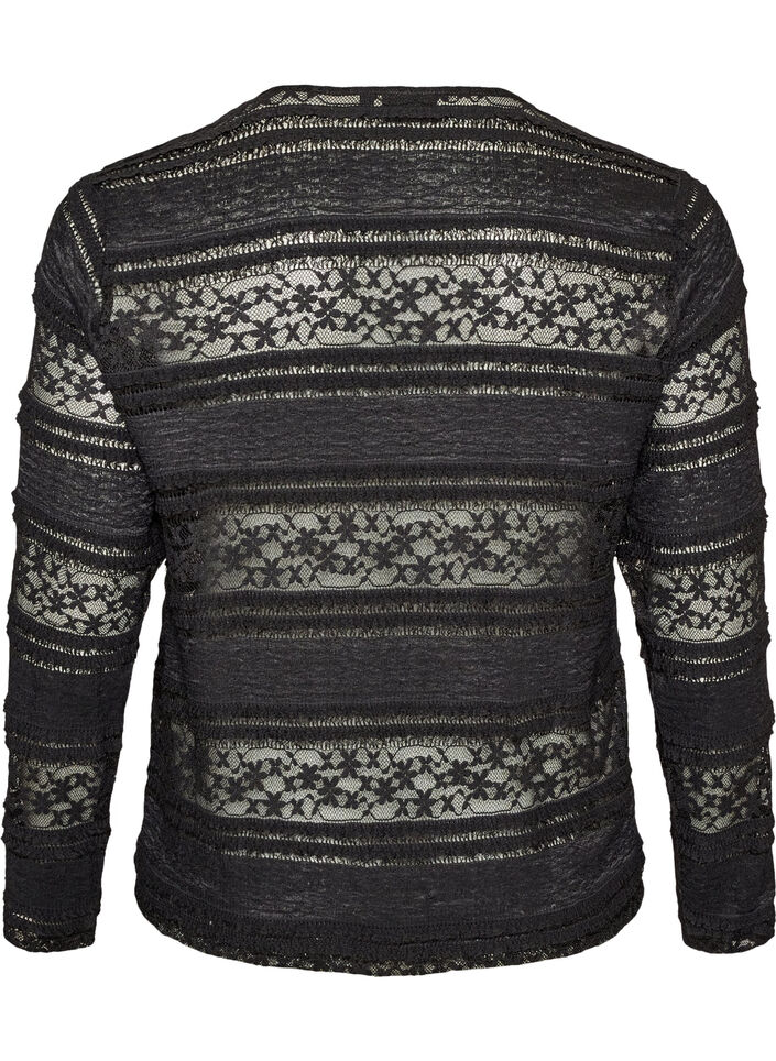 Blondebluse med lange &aelig;rmer, Sort, Packshot image number 1