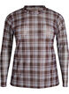 Mesh bluse med ternet m&oslash;nster, Bl&aring;, Packshot image number 0