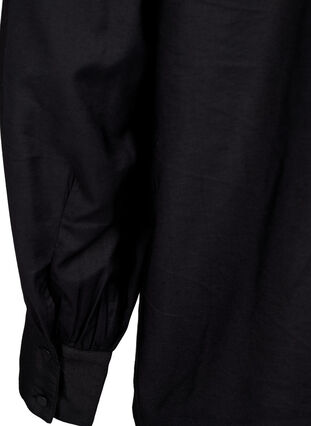Skjortebluse i viskose med flæser, Black, Packshot image number 3