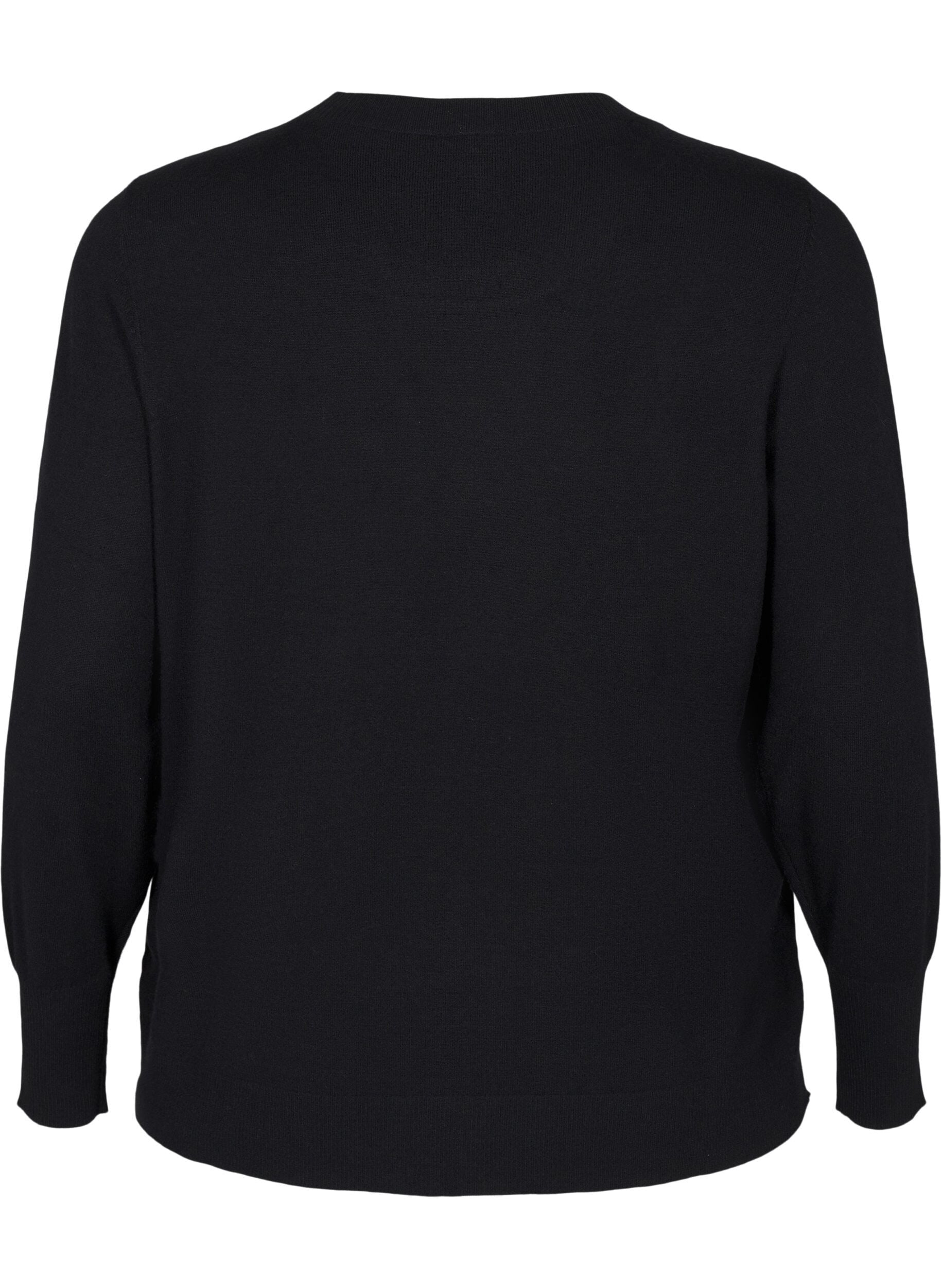 ZizziStrikbluse med rund hals, Sort, Packshot image number 1
