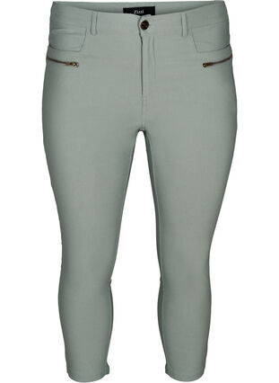 Tætsiddende 3/4 bukser med lynlåse, Slate Gray, Packshot image number 0