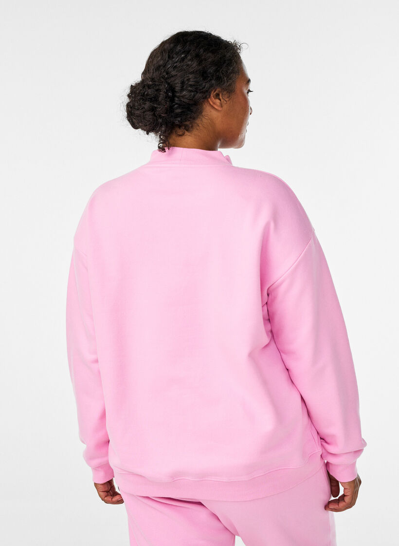 Sweatshirt med høj krave og lange ærmer, Lyserød, Model image number 2