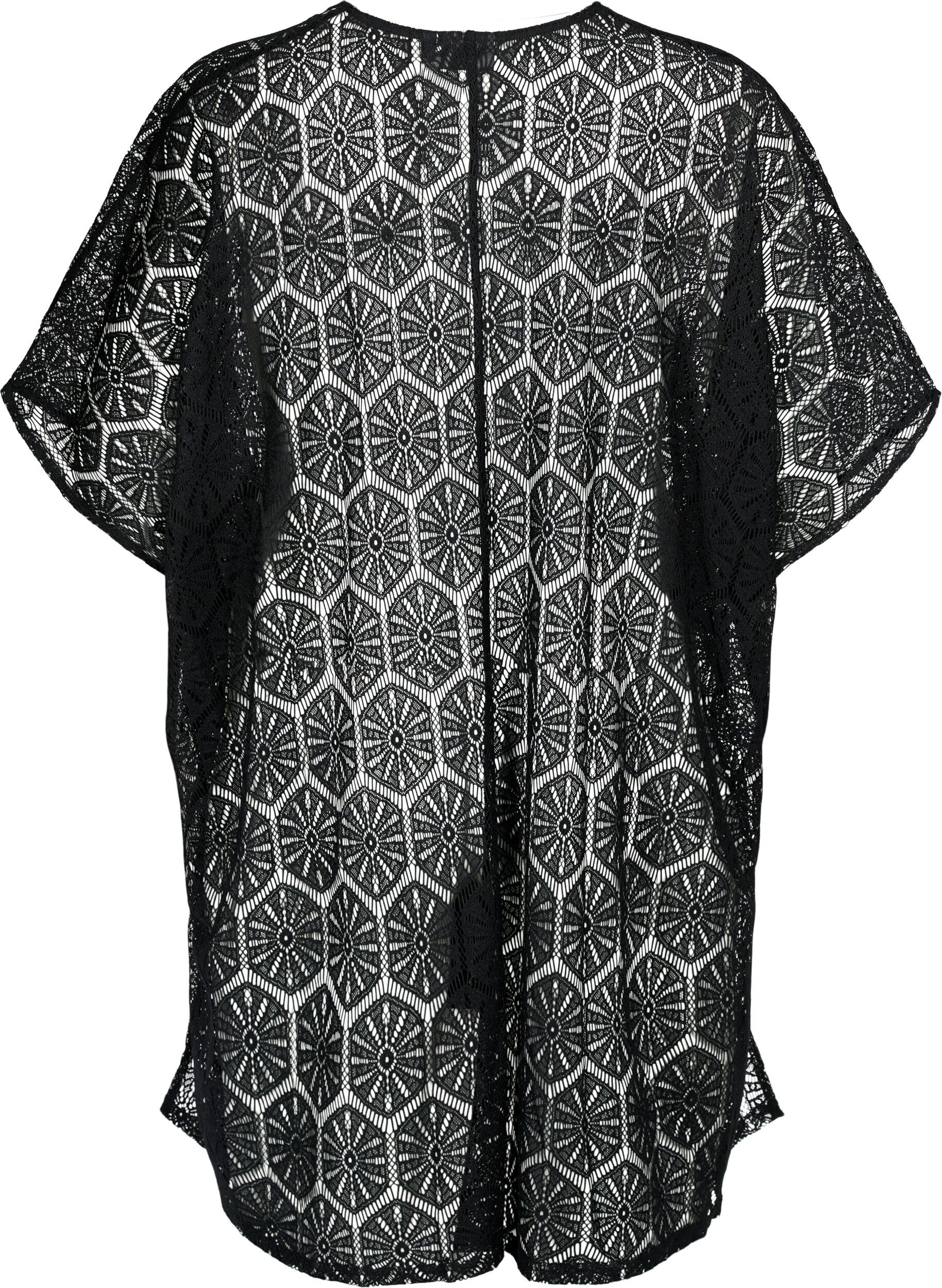 Zizzi Kaftan strandkjole med hulm&oslash;nster, Black, Packshot image number 1