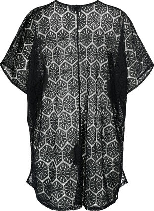 Kaftan strandkjole med hulmønster, Black, Packshot image number 1