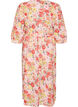 Blomstret midikjole med broderie anglaise og bindeb&aring;nd, Lyser&oslash;d, Packshot image number 1