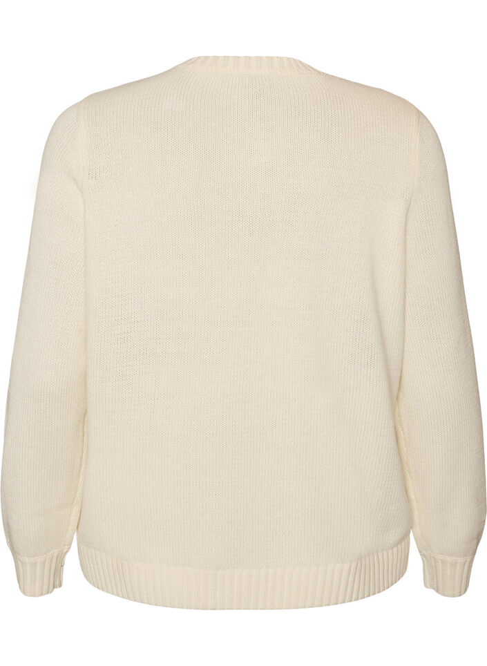 Cardigan med kabelstrikket m&oslash;nster, Vanilla, Packshot image number 1