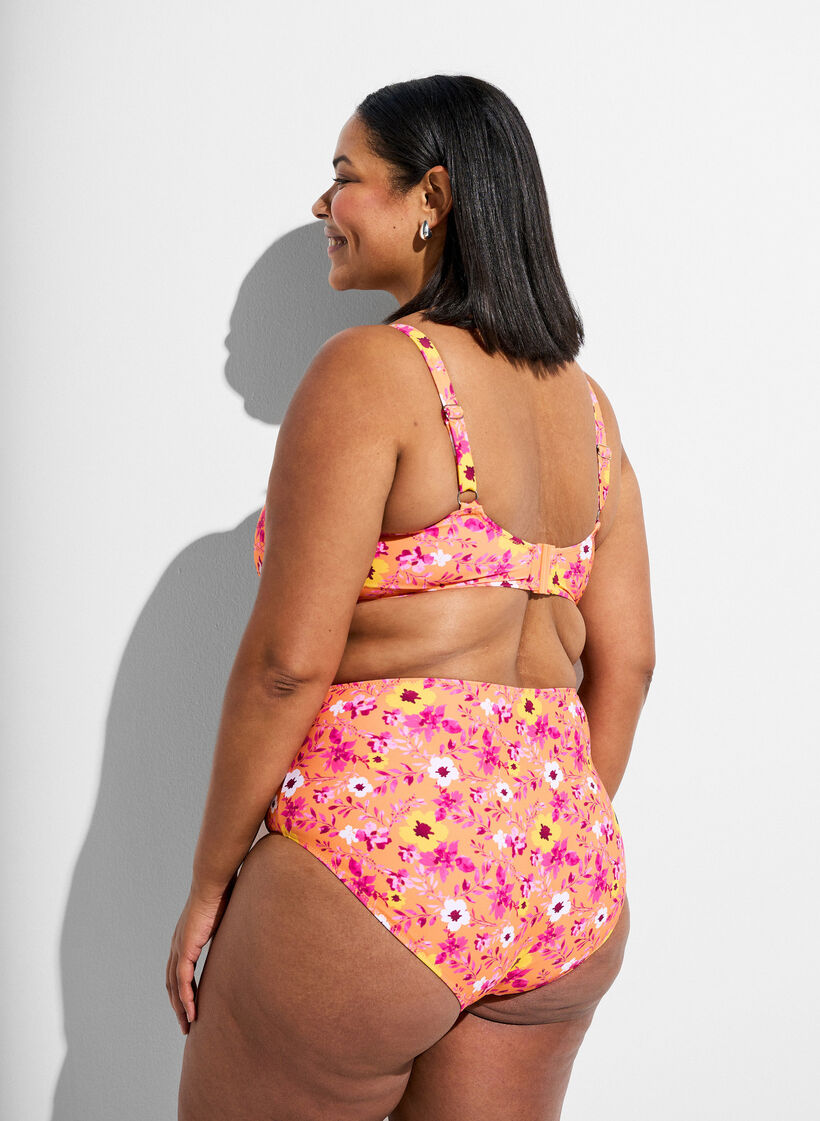 H&oslash;jtaljet bikinitrusse med m&oslash;nster, Orange, Model image number 1