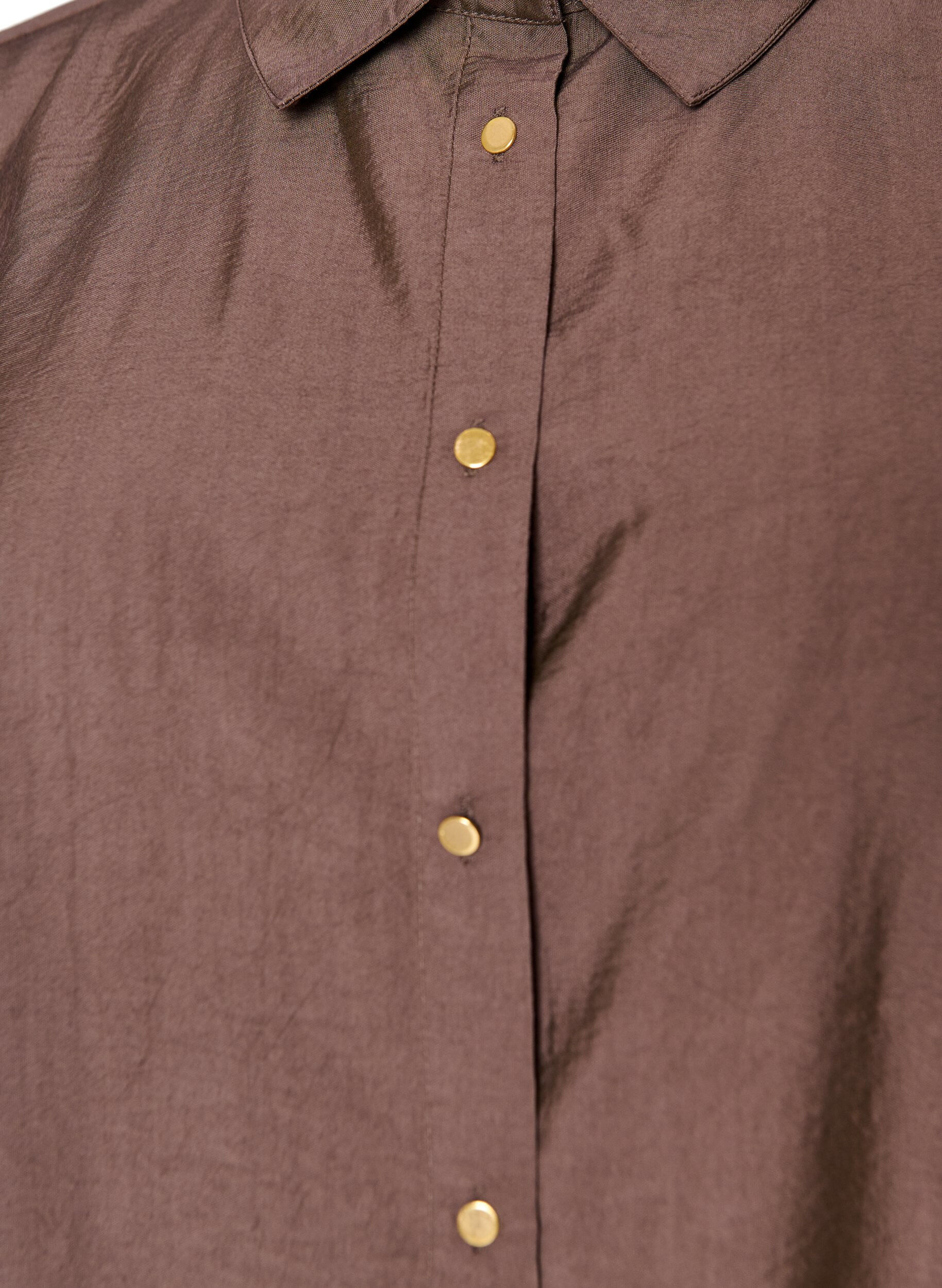 ZizziSkjorte i viskose med gyldne knapper, Brun, Packshot image number 2