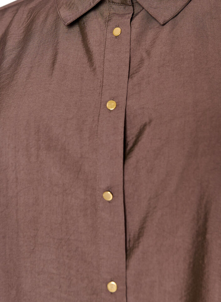 Skjorte i viskose med gyldne knapper, Brun, Packshot image number 2