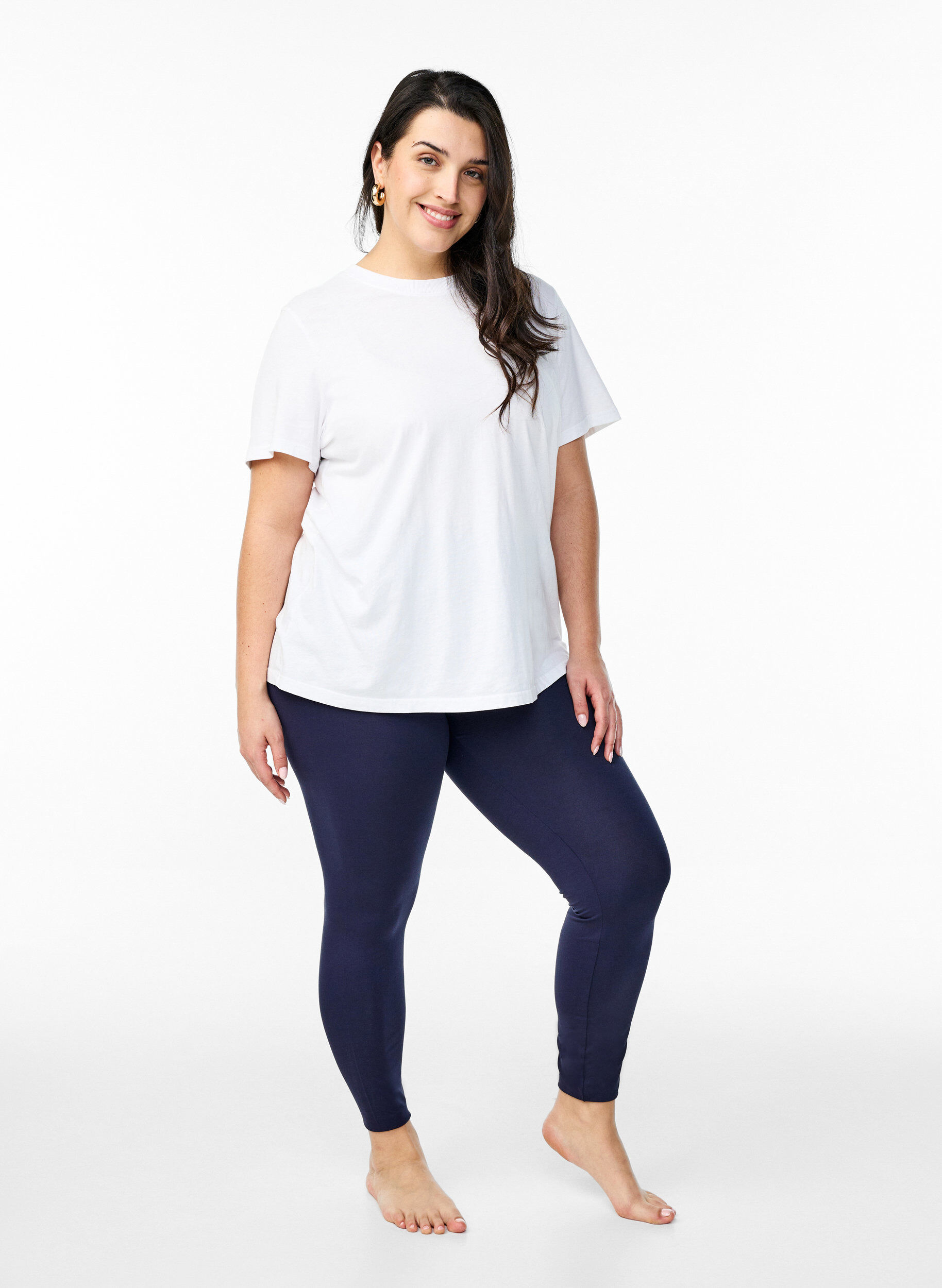 ZizziBasis leggings i viskose, Bl&aring;, Model image number 1