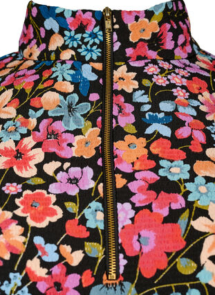 Blomstret tunika med lange ærmer og lynlåsdetalje, Flower AOP, Packshot image number 2