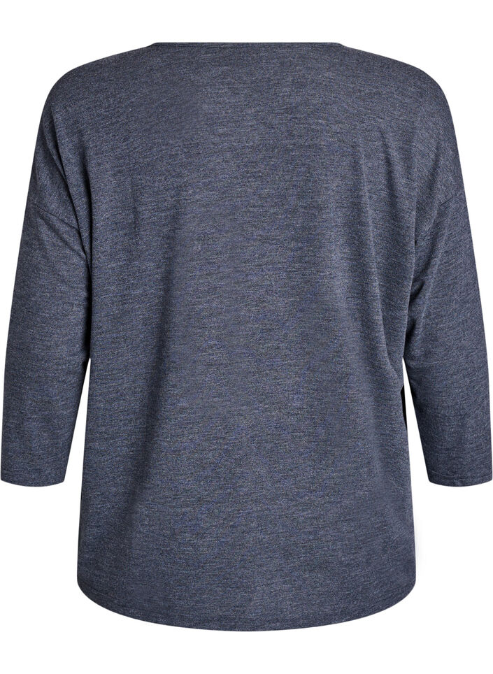 Jerseybluse med 3/4 &aelig;rmer, Gr&aring;, Packshot image number 1