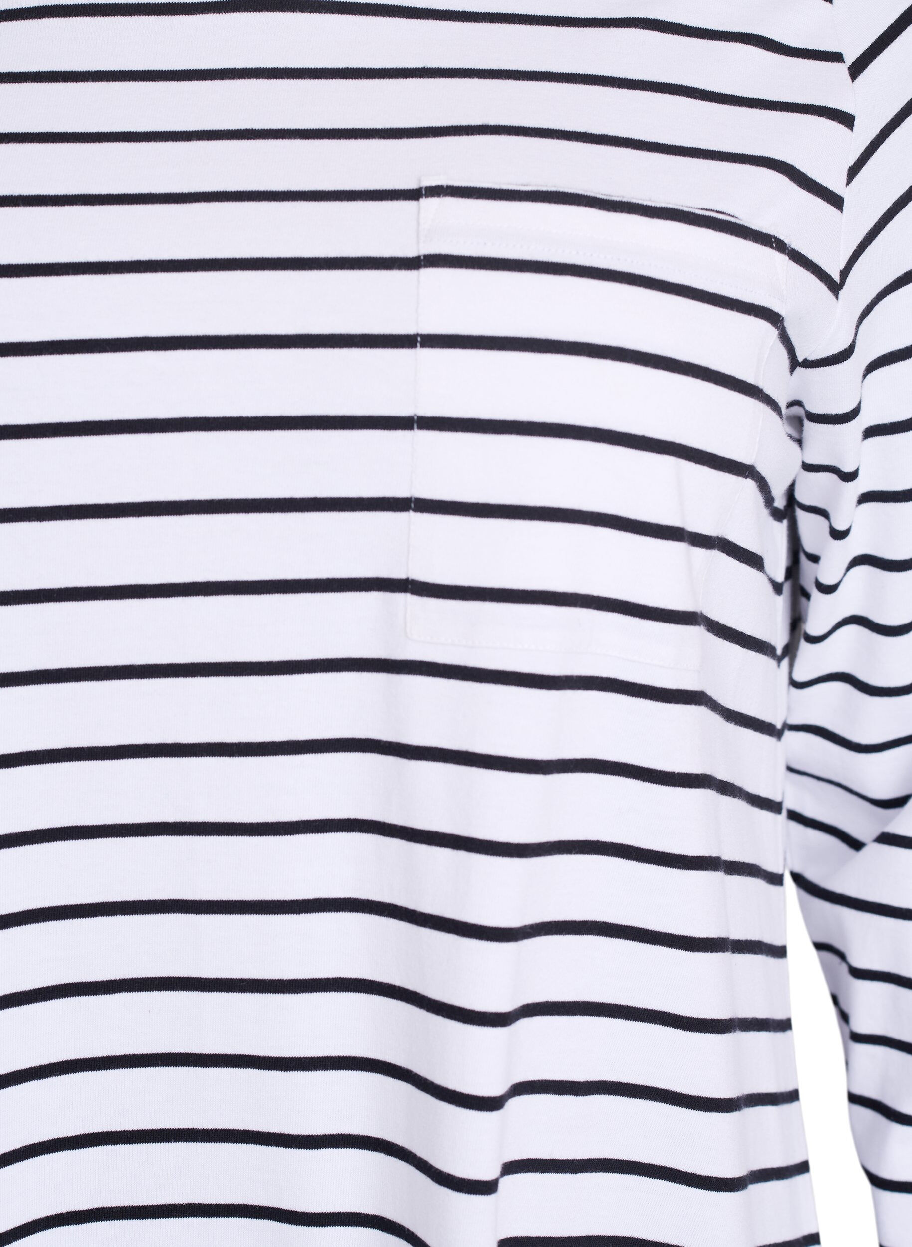 Zizzi Natkjole i &oslash;kologisk bomuld med striber, Hvid, Packshot image number 2