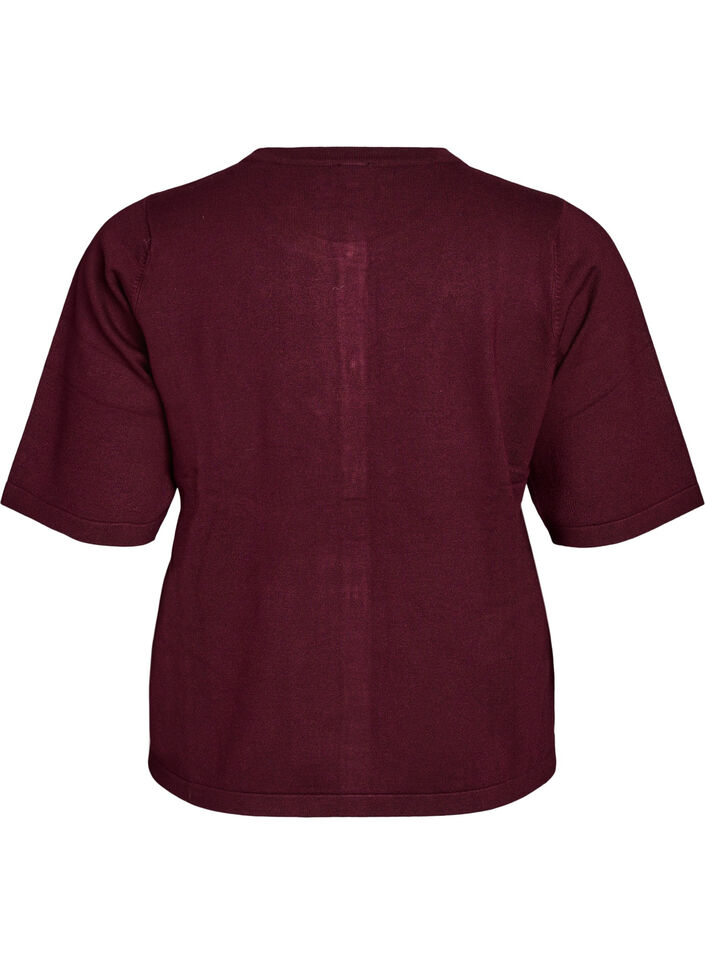 Strikket cardigan med hjerteknapper og korte &aelig;rmer, R&oslash;d, Packshot image number 1