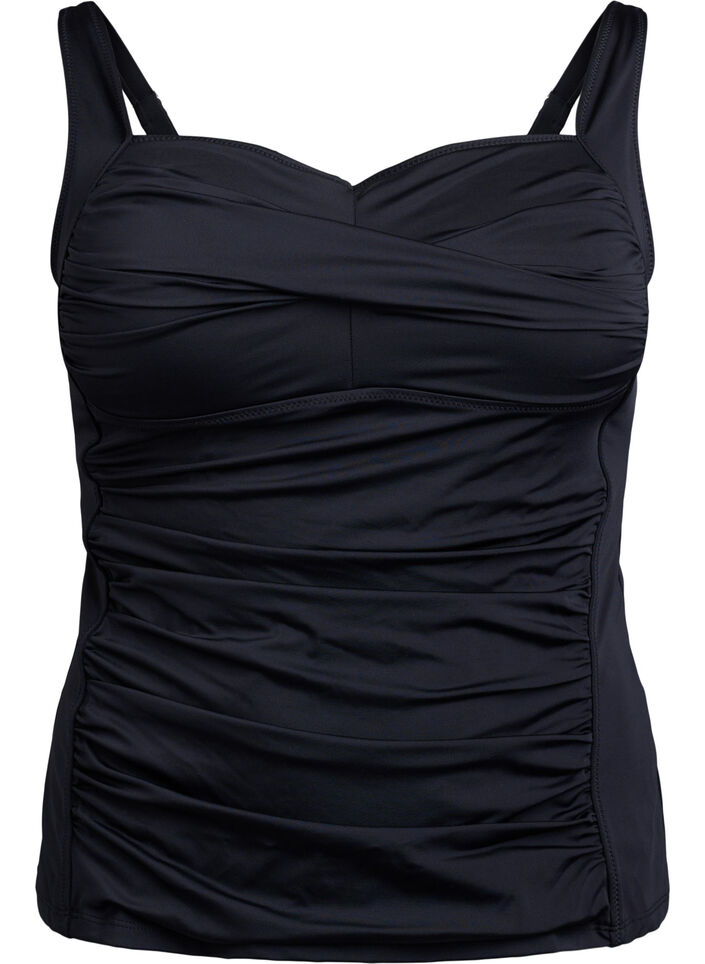 Tankini med draperinger, Sort, Packshot image number 0