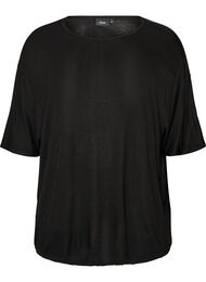 L&oslash;s T-shirt i viskosejersey, Sort