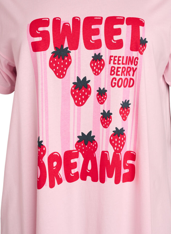 Lang nat t-shirt i &oslash;kologisk bomuld med print, Lyser&oslash;d, Packshot image number 2