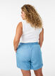 Shorts i denimlook med elastisk talje og bindeb&aring;nd, Bl&aring;, Model image number 2