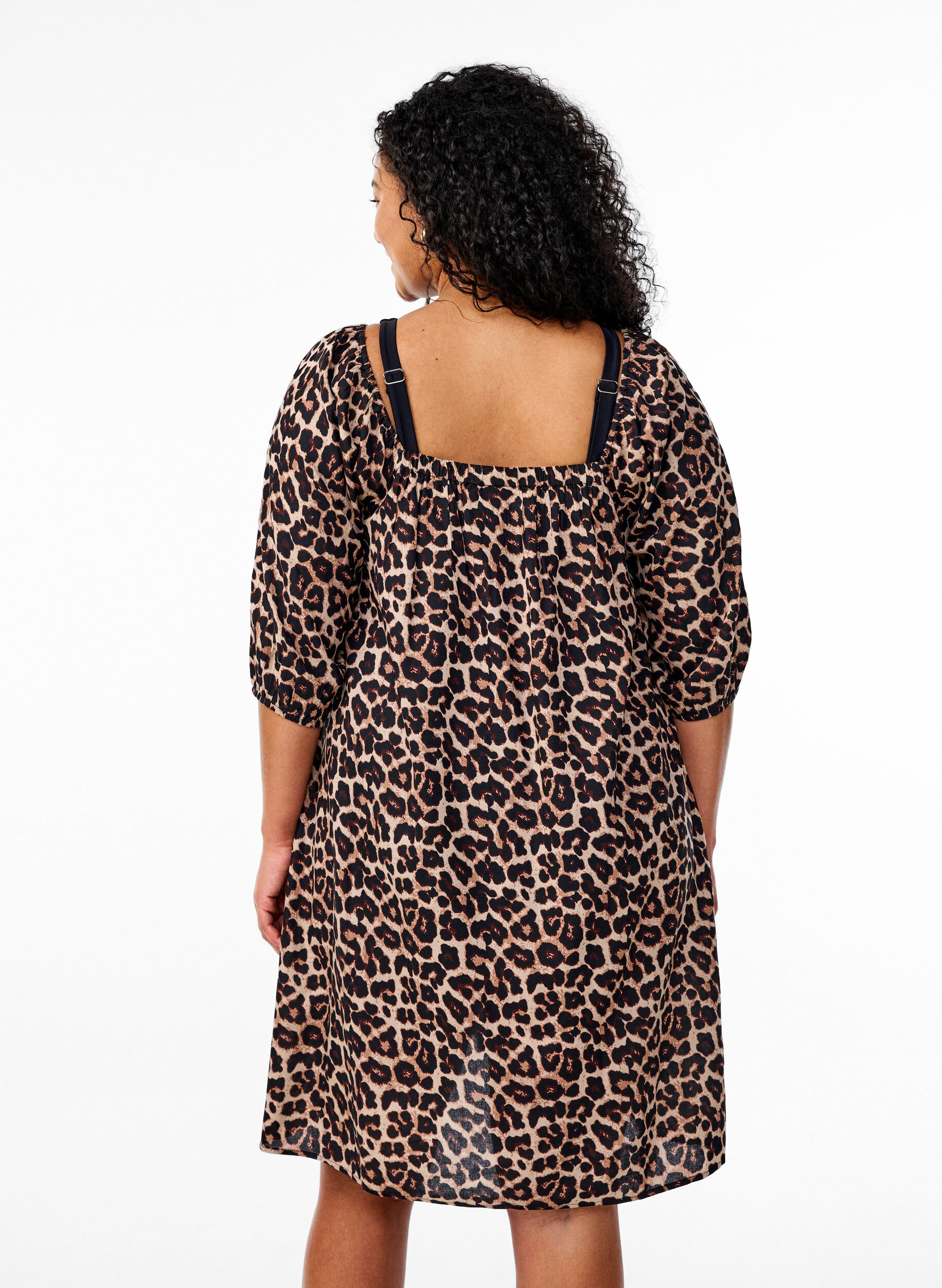 Zizzi Strandkjole i viskose med print, Beige, Model image number 2