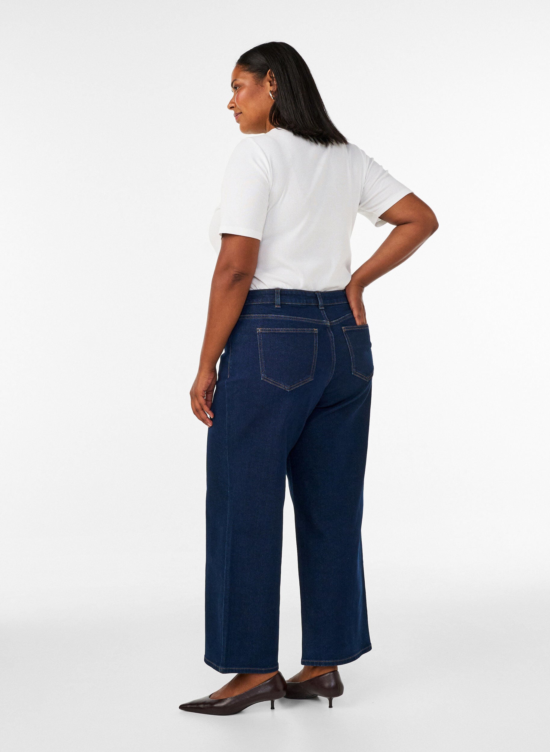 ZizziMyra jeans med h&oslash;j talje og wide fit, Bl&aring;, Model image number 1