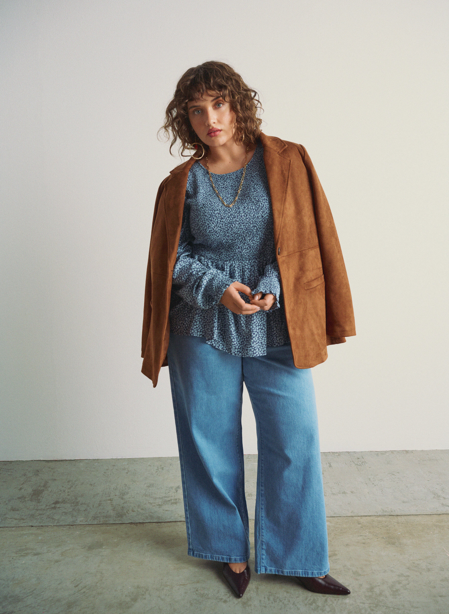 Blazer i imiteret ruskind