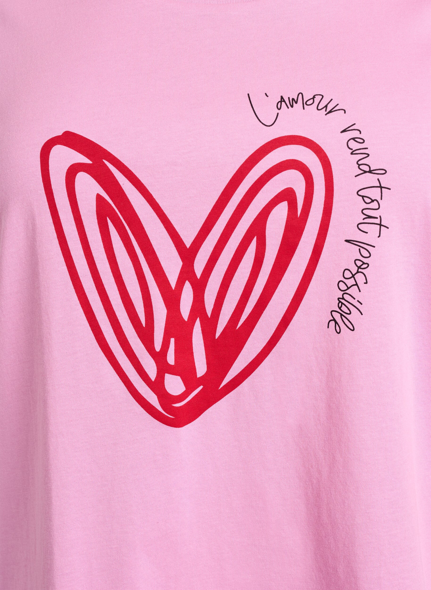 Zizzi Bomulds t-shirt med motiv, Begonia P. w. Heart, Packshot image number 2