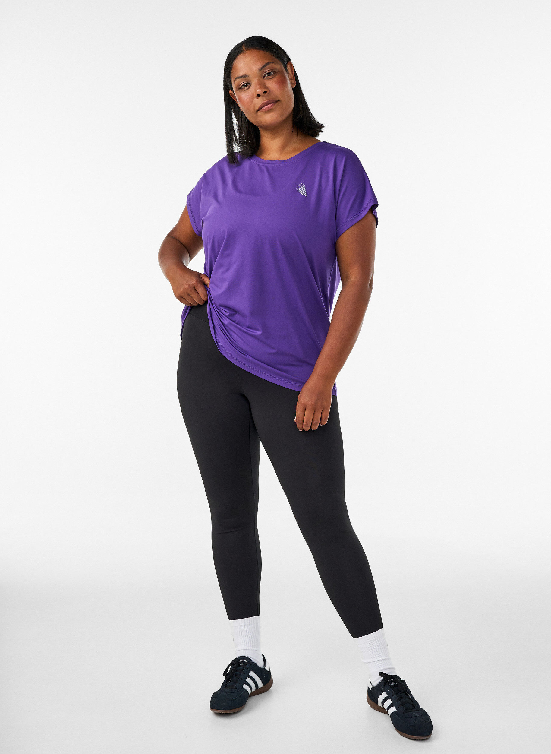 ZizziEnsfarvet tr&aelig;nings t-shirt, Lilla, Model image number 1