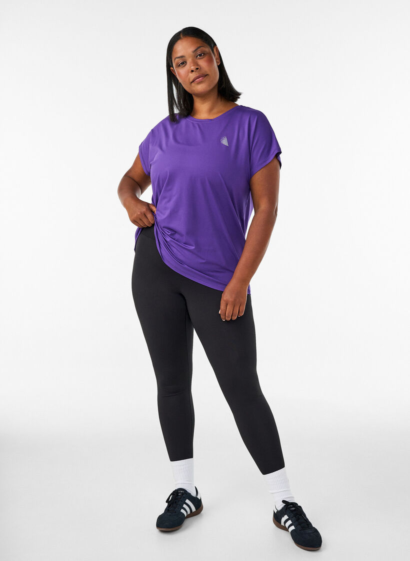 Ensfarvet tr&aelig;nings t-shirt, Lilla, Model image number 1