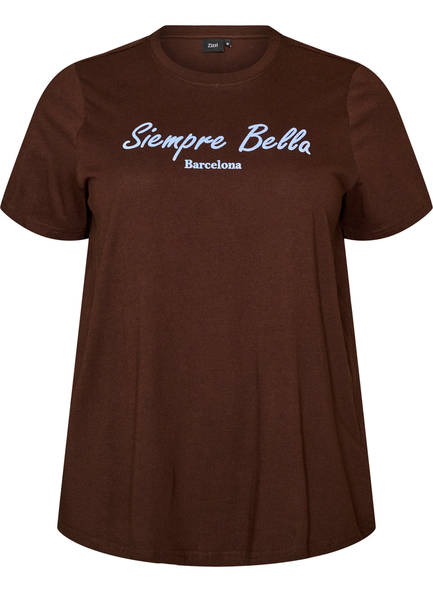 ZizziT-shirt i &oslash;kologisk bomuld med print, Brun, Packshot image number 0
