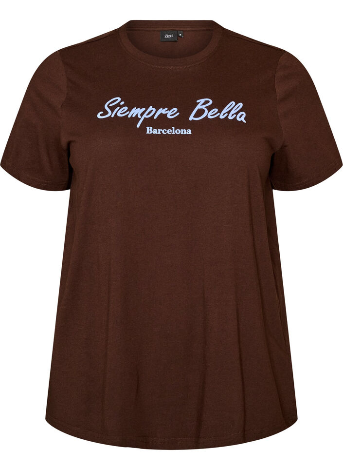 T-shirt i &oslash;kologisk bomuld med print, Brun, Packshot image number 0