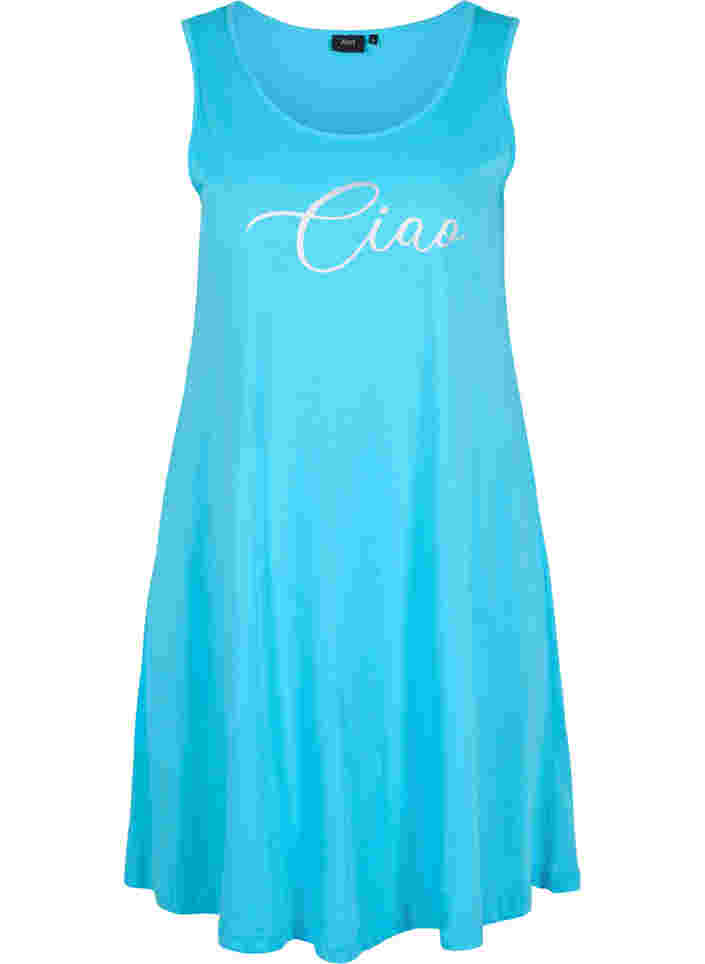 Ærmeløs bomulds kjole med a-shape, River Blue CIAO, Packshot image number 0