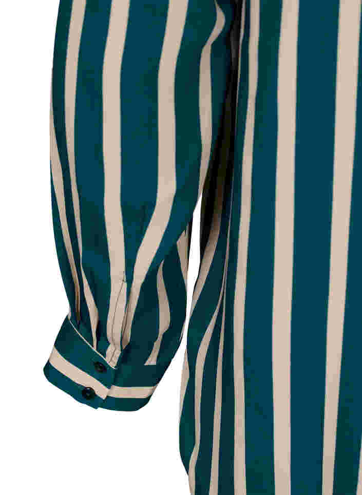 Stribet skjorte med lange ærmer, Green Stripe, Packshot image number 3