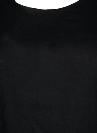 Kortærmet bluse i bomuldsmix med hør, Black, Packshot image number 2