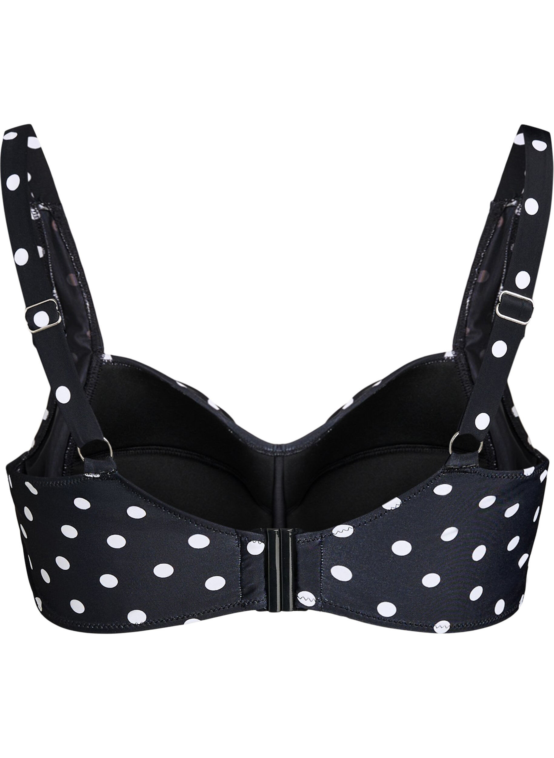 Zizzi Bikini overdel med vattering og print, Sort, Packshot image number 1