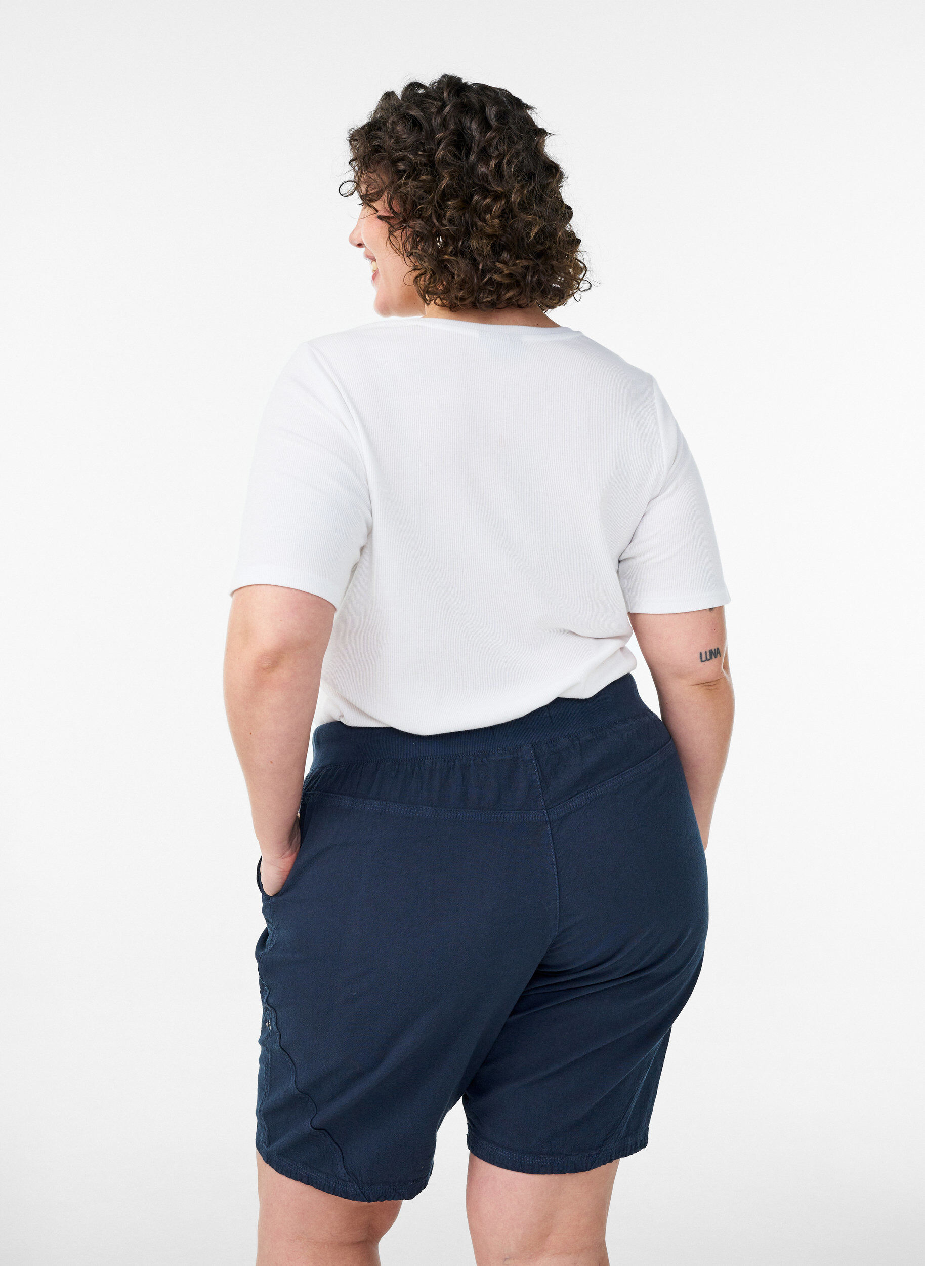 ZizziL&oslash;se shorts i bomuld med lommer, Bl&aring;, Model image number 2