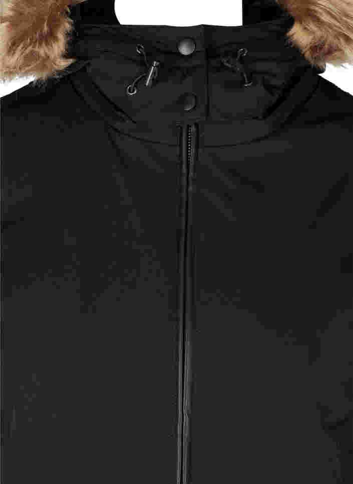 Vinterjakke med lynlås og lommer, Black, Packshot image number 2