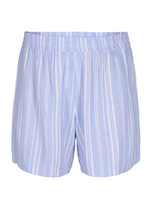 Stribede shorts i hør-viskosemix , Serenity Wh.Stripe, Packshot image number 0