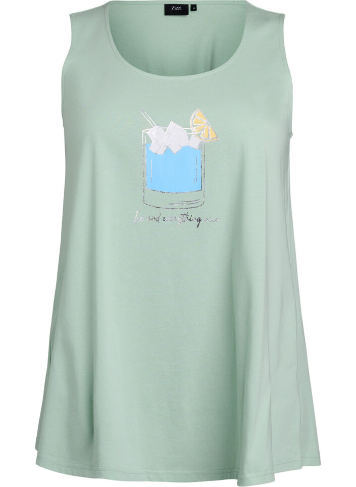 Bomuldstop med a-form, Grøn, Packshot image number 0