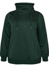 Sweatshirt med h&oslash;j krave og lommer, Gr&oslash;n
