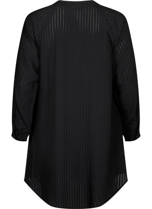 Lang viskose skjorte med stribet mønster, Black, Packshot image number 1