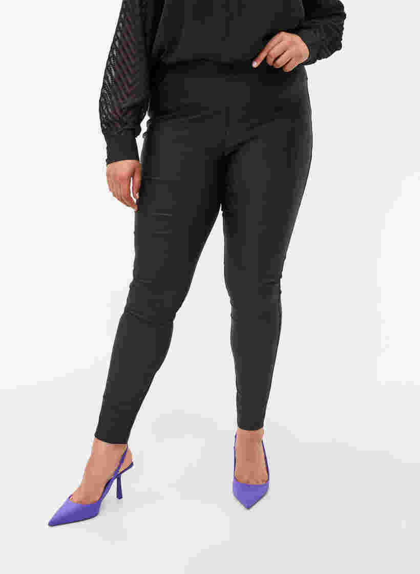 Shiny 7/8 leggings med baglommer, Black, Model image number 0