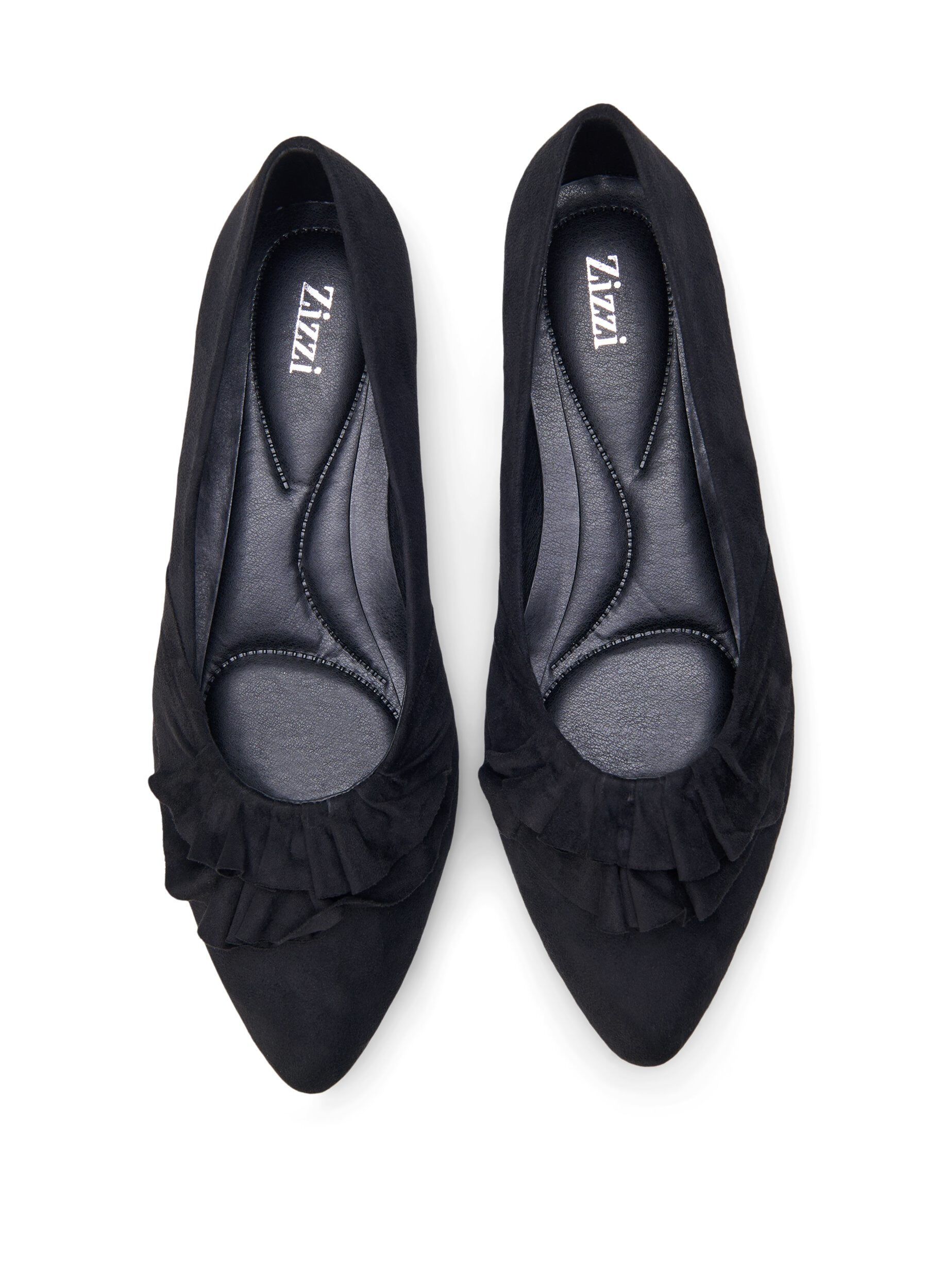 Zizzi Wide fit ballerina med fl&aelig;ser, Black, Packshot image number 2