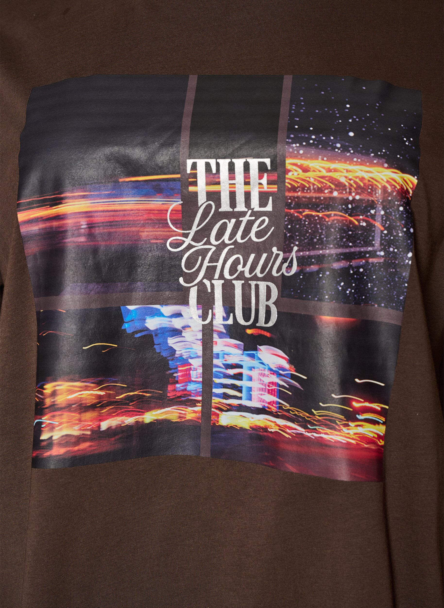ZizziOversized T-shirt med stort fotoprint, Brun, Packshot image number 2
