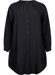 Lang viskose skjorte med stribet struktur, Black