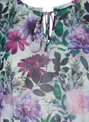 Kortærmet tunika med blomsterprint, Purple Flower mix, Packshot image number 2