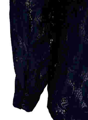 Blonde bluse med flæsedetalje, Navy, Packshot image number 3