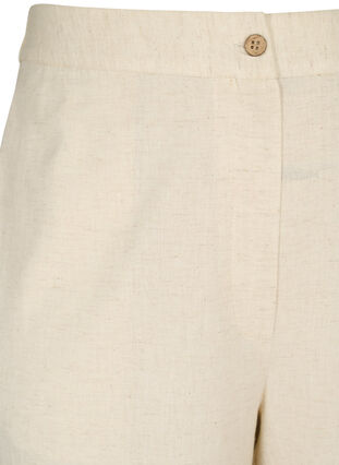 Højtaljede bukser i bomuld og hør, Whitecap Gray, Packshot image number 2