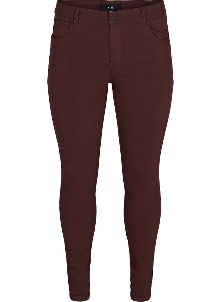 Slim fit bukser med lommer, M&oslash;rk Bordeaux, Packshot image number 0