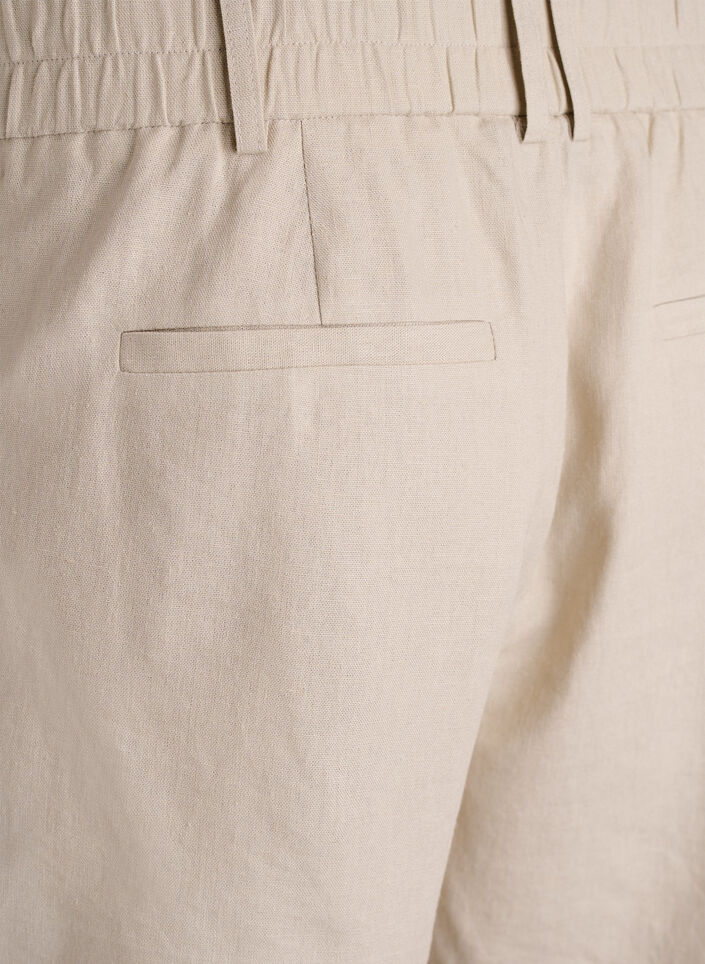 Bermudashorts i h&oslash;r og viskose med h&oslash;j talje, Beige, Packshot image number 3