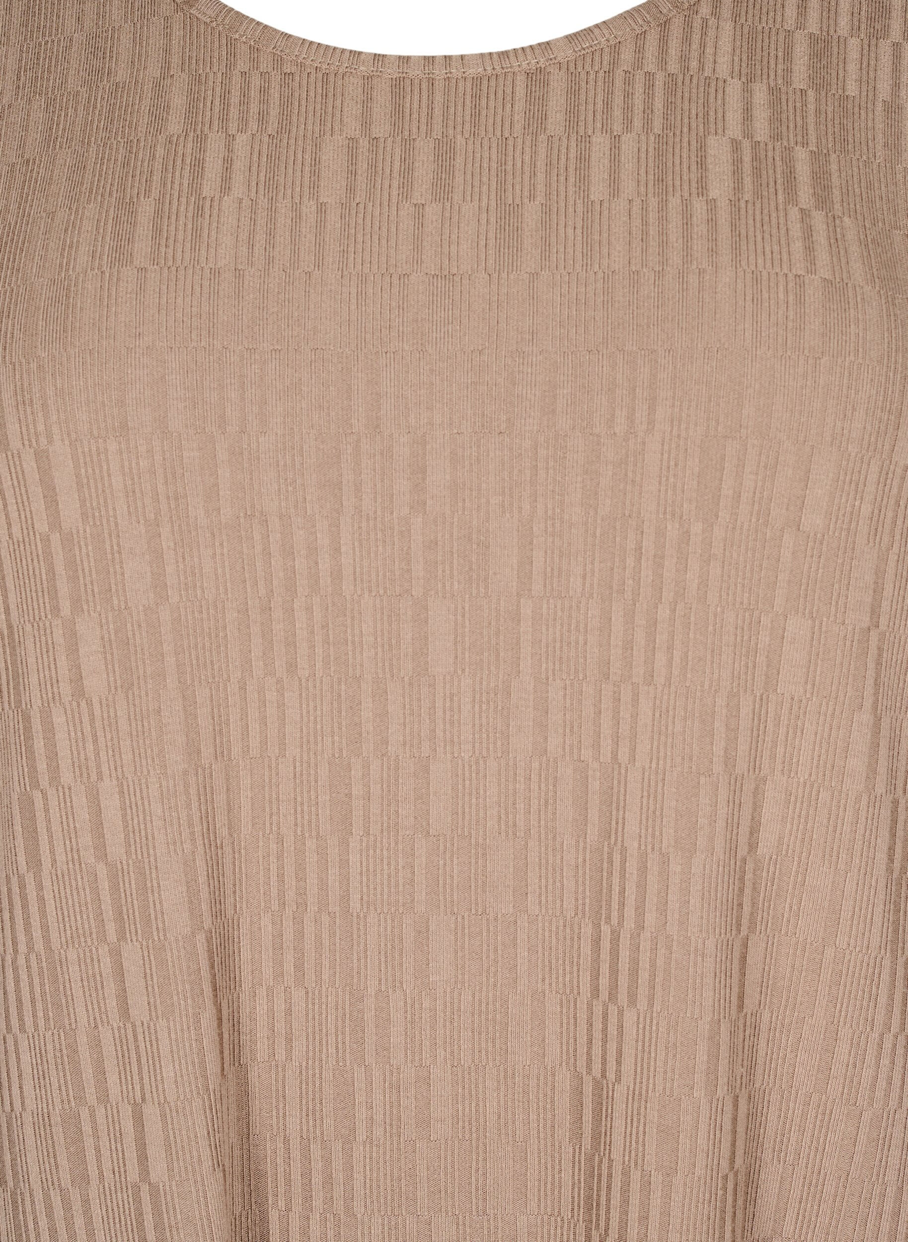 Zizzi Kjole med struktur og 3/4 &aelig;rmer, Brun, Packshot image number 2